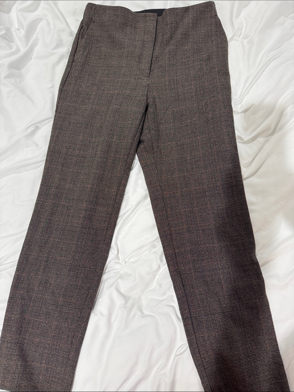 LOFT Glen Plaid Dress Pants in Brown
